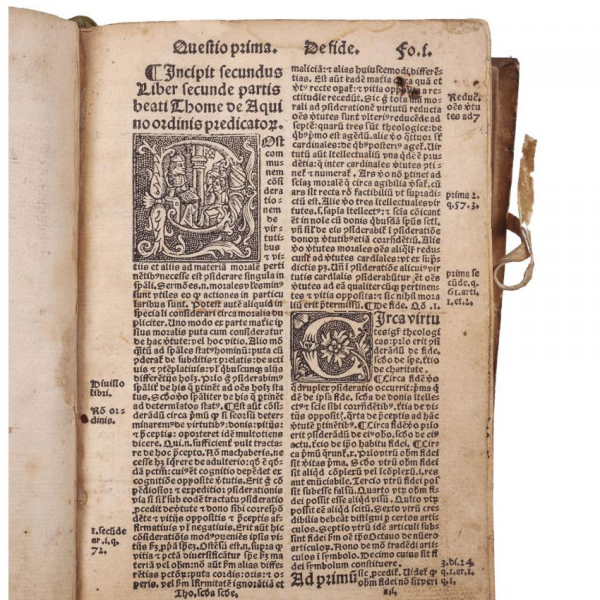 SANTO TOMAS DE AQUINO. "EXPLICIT TABULA ALPHABETICA LIBRI INTITULATI..." Par&iacute;s: Francisci Regnault, 1520.