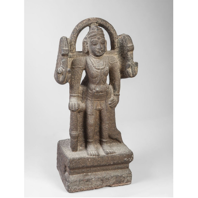 Virabhadra con mandorla, escuela Vijayanagar, Siglo XVI.