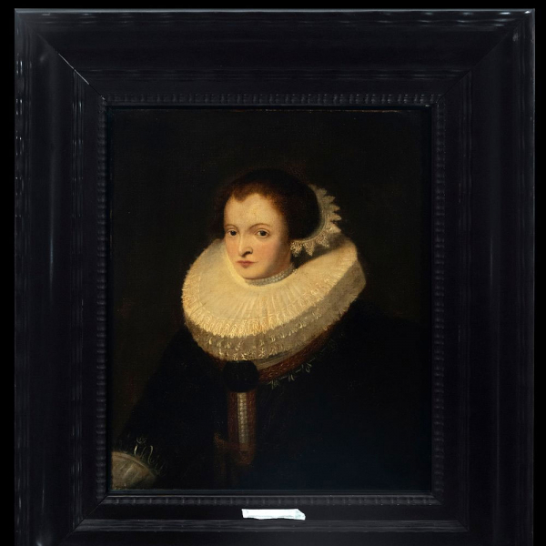 Importante Retrato al óleo sobre tabla de Dama Holandesa, manera de Frans Pourbus el Joven (1569-1622, Belgium).