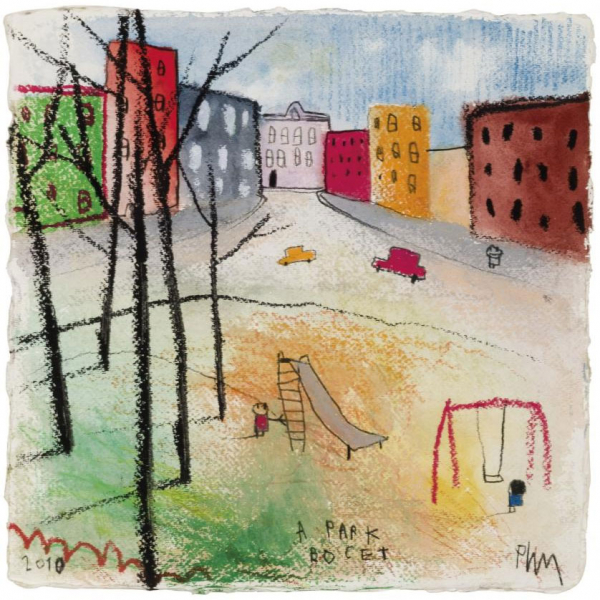 Edgar Plans &quot;A park bocet (2010)&quot;. Técnica mixta sobre papel. Firmado 