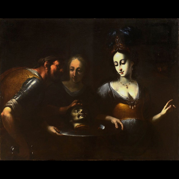 GREGORIO PRETI (Taberna, 1603 - Roma, 1672) - Salomé recibiendo la cabeza de San Juan Bautista.  