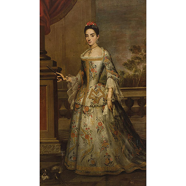 ESCUELA ESPAÑOLA O VIRREINAL S. XVIII  "Retrato de la Exma. Sª Dª Juana de Herrera Marquesa de San Juan de Piedra Alvar (c. 1730)"