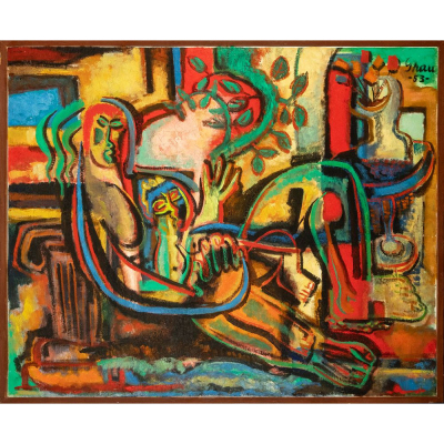 Ricardo Grau (Burdeos, 1907 - Lima, 1970) Pintor Peruano "Figura".     &Oacute;leo sobre lienzo