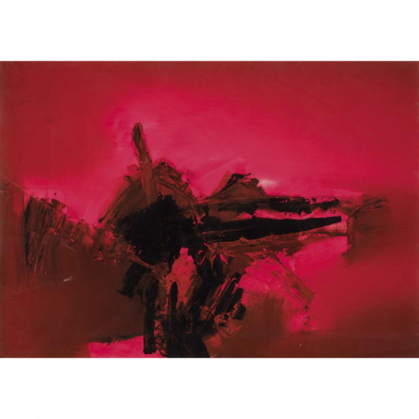 Luis Feito (1929 - 2021).   "Sin t&iacute;tulo". Gouache sobre papel. Firmado 