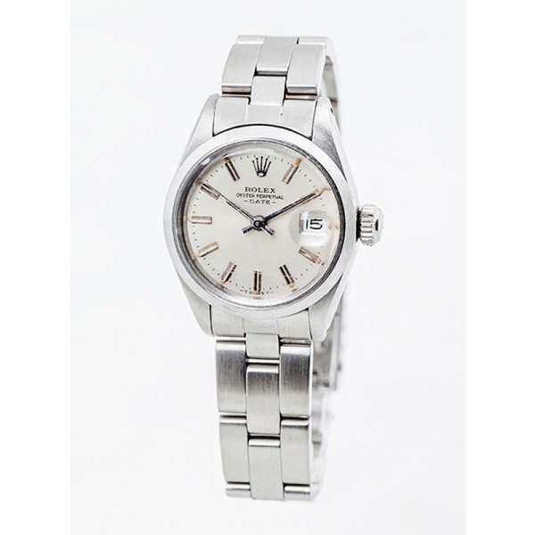 Reloj suizo sra. ROLEX, Mod. 'Oyster Perpetual Date'. Caja 26 mm y brazalete de acero. Movimiento automático.