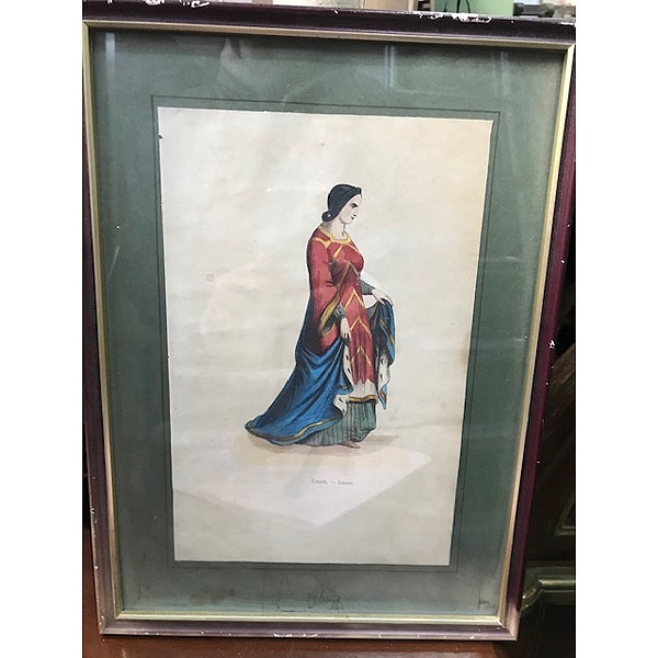 Diez litografías con diferentes vestimentas medievales S.XIX