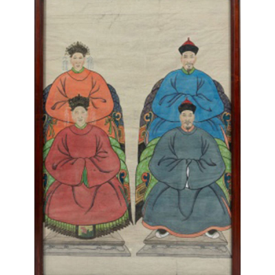 ESCUELA  CHINA  (Fin S. XIX) &quot;Personajes &quot; Tanka  