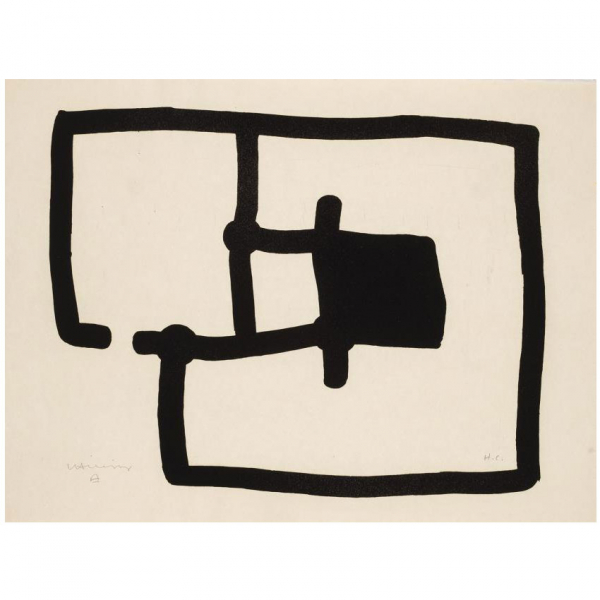 Eduardo Chillida. "Zedatu II (1991)". Aguafuerte al azúcar sobre papel japón. Firmado en el ángulo inferior derecho.