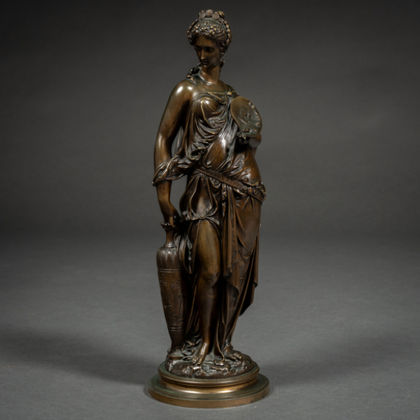 &quot;Alegoría de la pintura&quot; Escultura en bronce con patina en negro.  EMILE BOYER (Act. 1903-1953)
