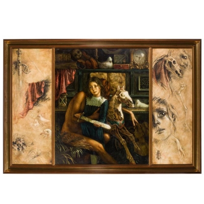 Dino Valls.   &quot;Extraño juego&quot;. Tríptico. 