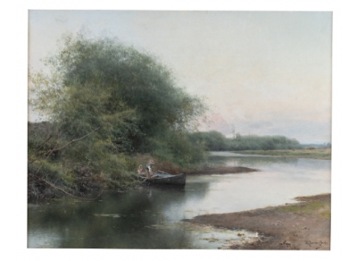 EMILIO SÁNCHEZ PERRIER (Sevilla, 1855-Granada, 1907)  Paseo por el río. 