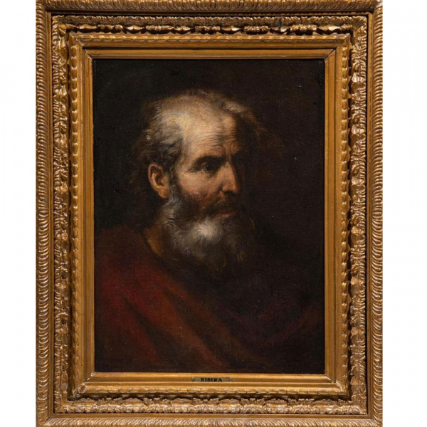 "Retrato de un Hombre Barbudo" C&iacute;rculo de Jusepe de Ribera, Escuela Espa&ntilde;ola del Siglo XVII.     &Oacute;leo sobre lienzo. 