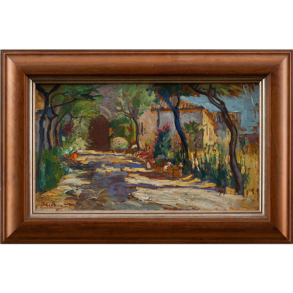 "Paisaje con arbolada"  JESÚS BASIANO (Murchante, 1889 - Pamplona, 1966)