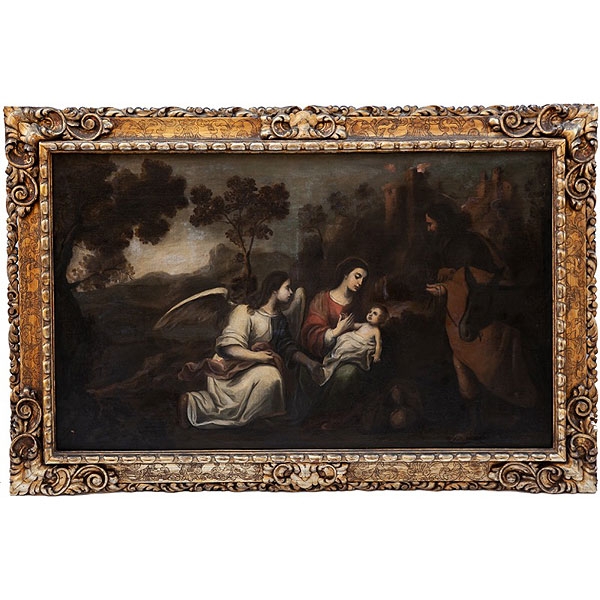 Escuela andaluza, S.XVII "Descanso de la Huída a Egipto"
