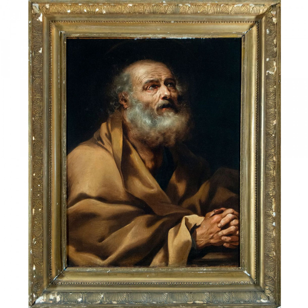 AURELIANO MILANI- El arrepentimiento de Pedro. (Bolonia, 1675 - Roma, 1749) Italiano siglo XVII.    Óleo sobre lienzo