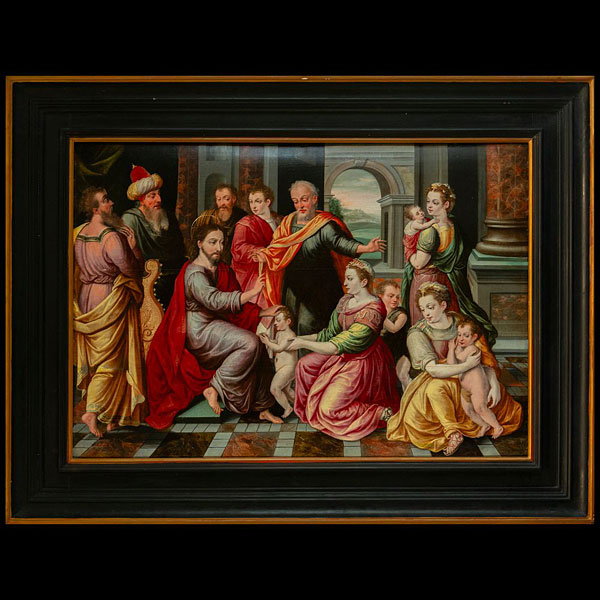 Jesús Bendiciendo a los Niños, Manera de Sofonisba Anguissola (Cremona, c. 1535-Palermo, 16 de noviembre de 1625), escuela Manierista Ítalo Flamenca, siglo XVI.