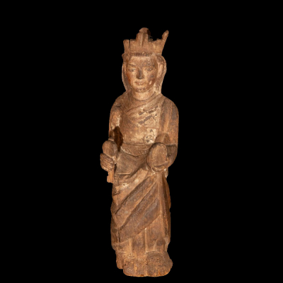 Importante San Pedro Rom&aacute;nico, siglo XII - XIII.   Madera tallada.