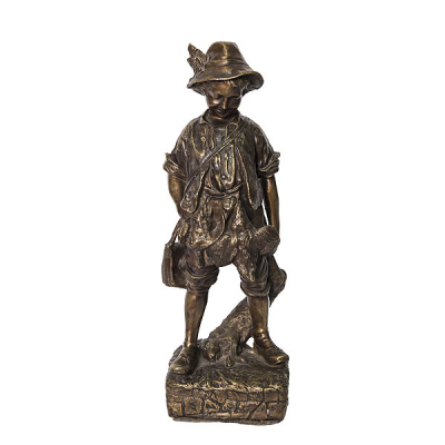 Escuela europea, ppios. del s.XX. Joven cazador. Escultura en bronce patinado.