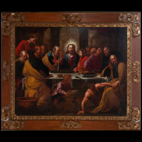 La Última Cena, escuela romana del siglo XVII, círculo de Aníbale Carracci (Bolonia, 3 de noviembre de 1560 - Roma, 15 de julio de 1609).