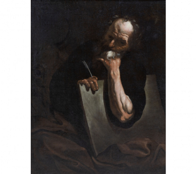 ESCUELA NAPOLITANA, MITAD DEL SIGLO XVII.  San Lucas. &Oacute;leo sobre lienzo, 