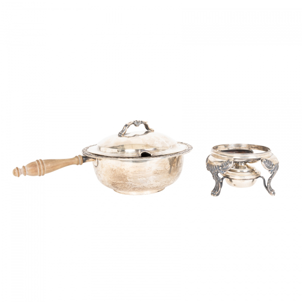 Calentador de alimentos tipo &laquo;chafing dish&raquo; en plata mexicana punzonada 925, ppios. del s.XX.