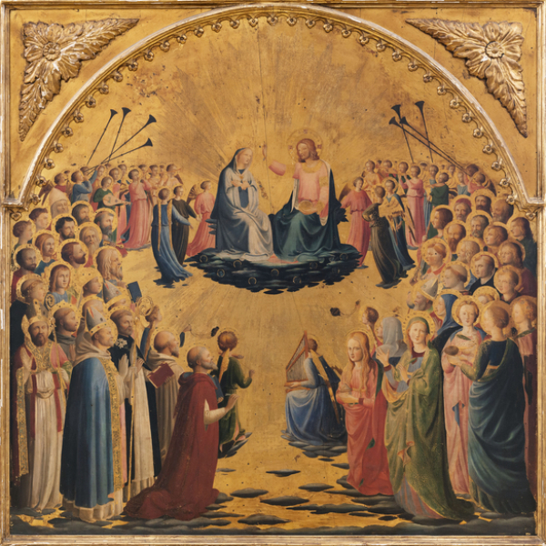 "Coronación de la Virgen"  Siguiendo modelos de Fra Angélico, Siglo XIX 