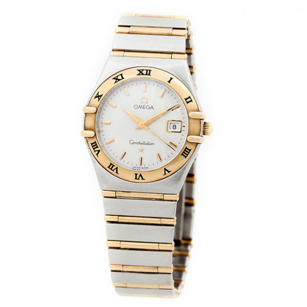 Reloj suizo sra. OMEGA, mod. 'Constellation', en caja, 27 mm, y brazalete de acero y oro. Movimiento de cuarzo.