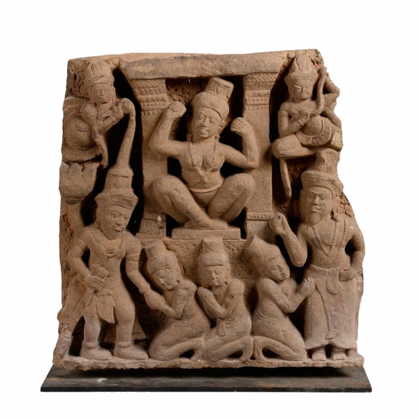 Friso de santuario con la salida del pr&iacute;ncipe Siddharta Gautama hacia la vida asc&eacute;tica. Camboya. Angkor Vat. Siglo XIII. 