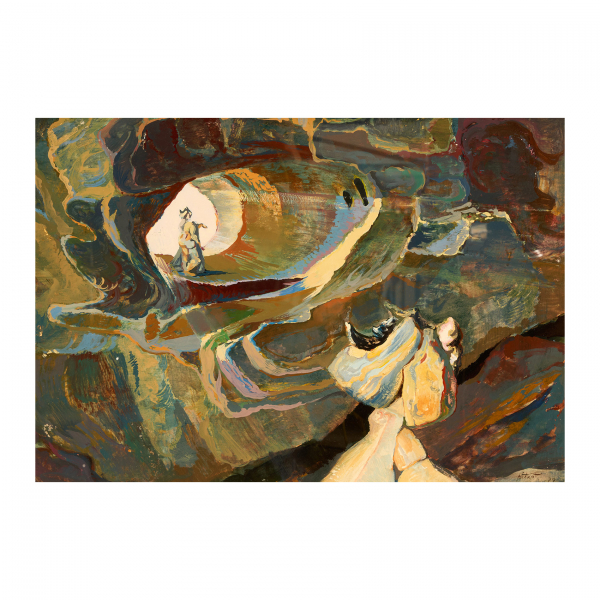 Antoni Pitxot Soler (Figueras, Girona, 1934-2015)  Paisaje con rocas y figura.