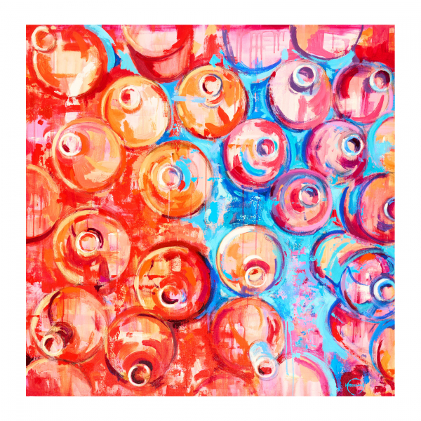 Héctor Fernández Lleida (Barcelona, 1969) Bottles in red. Técnica mixta sobre tela. Firmado.