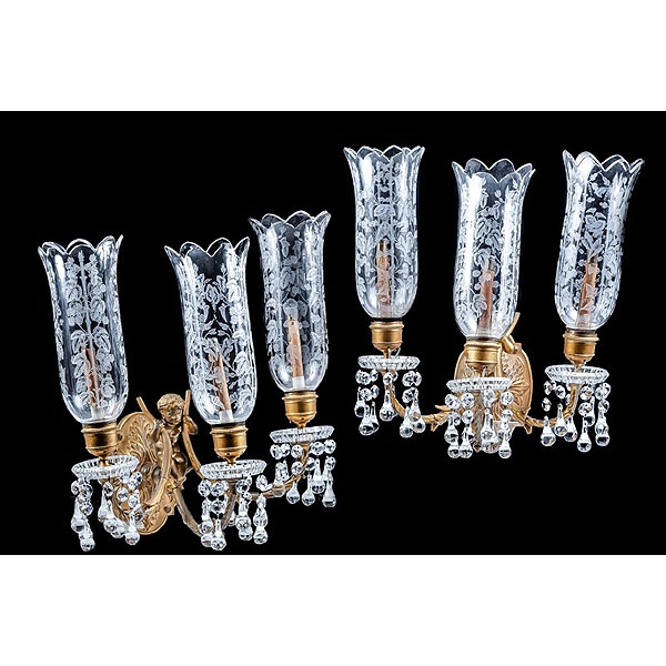 Cuatro apliques franceses cristal de Baccarat