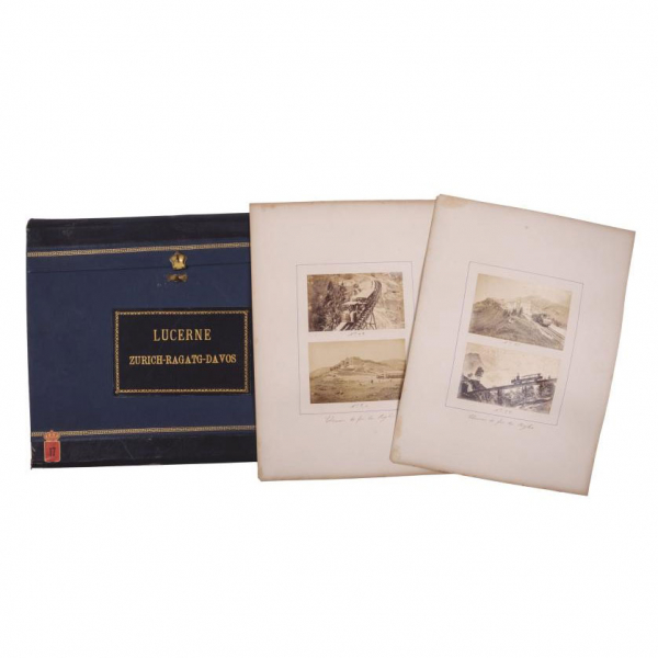 ÁLBUM DE FOTOS DEL DUQUE DE MONTPENSIER. Álbum con 98 fotografías de Lucerna, Ragatg, Davos y Zürich, 2ª mitad s. XIX.