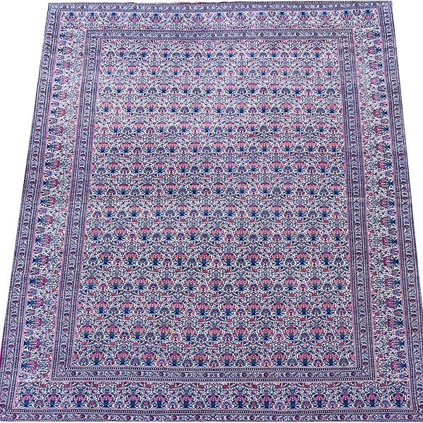 Gran alfombra persa de lana y seda