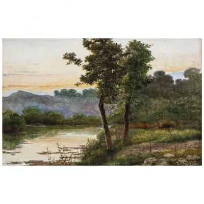 José Rico Cejudo.   &quot;Alcalá de Guadaira&quot;. Pastel sobre papel. Firmado y localizado (Sevilla)