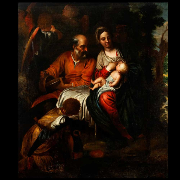 Importante Sagrada Familia, escuela italiana de los Gentileschi , Orazio y Artemisa (Roma, 1593 - Nápoles 1654).