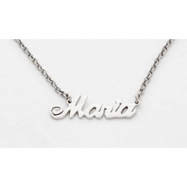 Cadena y colgante en oro blanco con el nombre &quot;Maria&quot;.