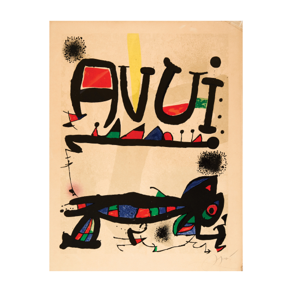 Joan Miró i Ferrà (Barcelona, 1893-Palma de Mallorca, 1983) Diari Avui, 1975. Litografía sobre papel vitela de Arches.