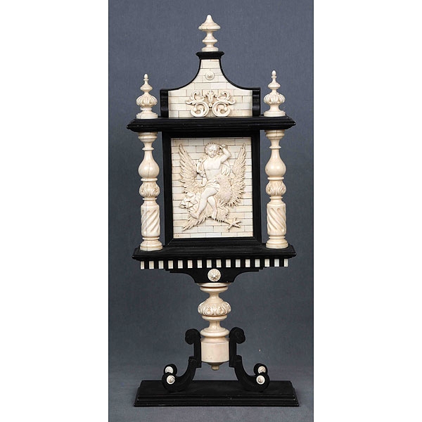 Portapaz en madera de &eacute;bano y marfil de morsa