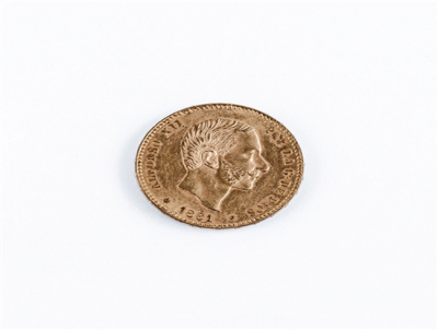 Moneda de oro, 900 mil. 25 Pesetas. Alfonso XII. 1881 (18*81) MS.M. 24 mm.