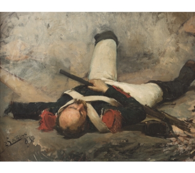 JOAQUÍN SOROLLA Y BASTIDA. Soldado muerto. Estudio para el cuadro del Dos de mayo de 1808