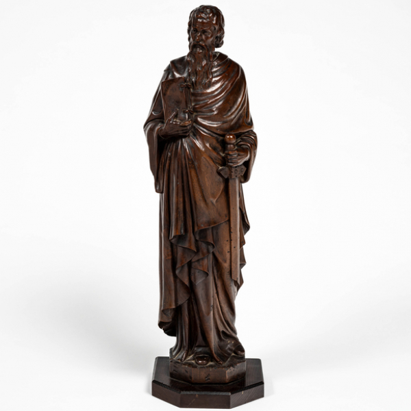 "San Pablo" Escultura de bulto redondo en madera tallada de finales del siglo XIX-XX