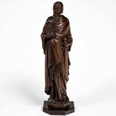 "San Pablo" Escultura de bulto redondo en madera tallada de finales del siglo XIX-XX