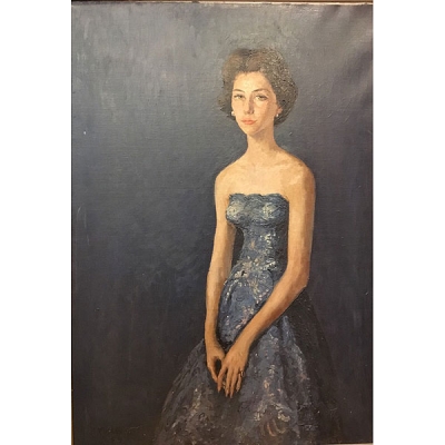 Xavier Blanch (Barcelona, 1918 - 1999) &ldquo;Retrato de dama con vestido azul&rdquo;
