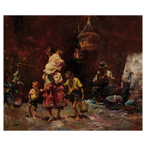 Josep Serrasanta (Buenos Aires, Argentina, 1916-Valldoreix, Barcelona, 1998) Gitanos. &Oacute;leo 