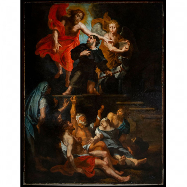 Maestro español o italiano del siglo XVII. Escena religiosa. Óleo sobre lienzo. 