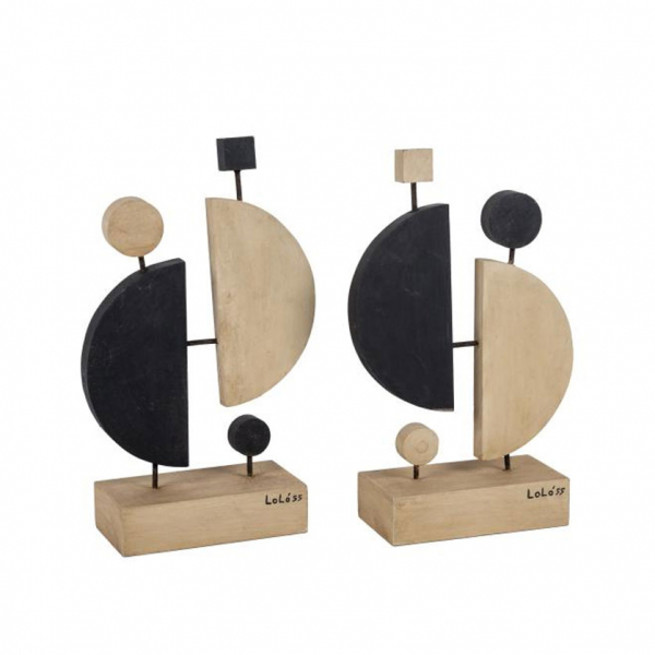 Loló Soldevilla. "Sin título (1955)". Lote de dos esculturas realizada en madera policromada firmadas y fechadas 