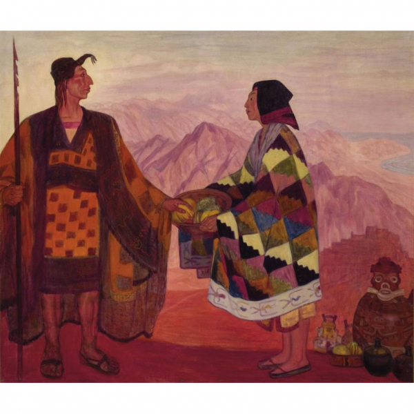 Ramón de Zubiaurre.   "Incas (1930)". Óleo sobre lienzo. Firmado, fechado (1930) y localizado (Perú) 