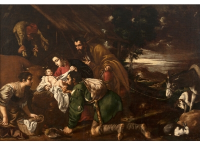 PEDRO ORRENTE (Montealegre, h. 1570 - Toledo, 1644) Adoración de los pastores