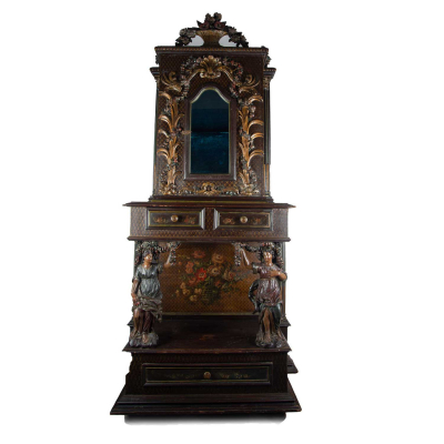 Mueble tipo cónsola florentino pintado a mano siglo XIX (con elementos anteriores).