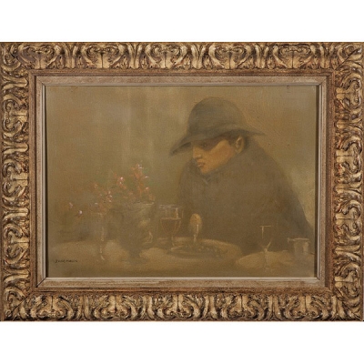 José Luis Sanz Magallón (Zarauz, 1926) &quot;Esperando en la mesa&quot;